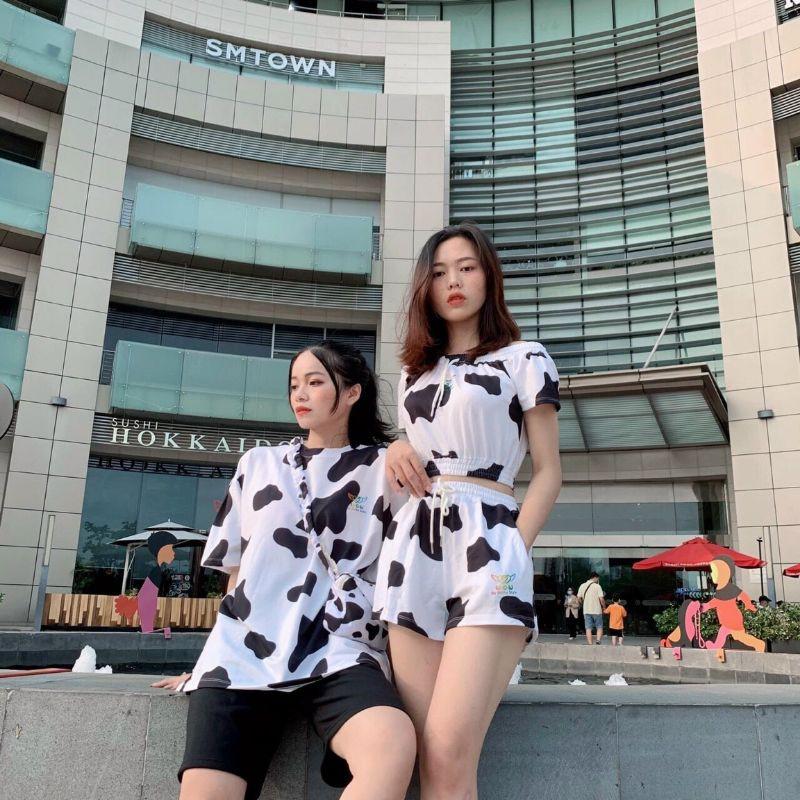 Đồ bộ bò sữa 3 màu trễ vai siêu cute