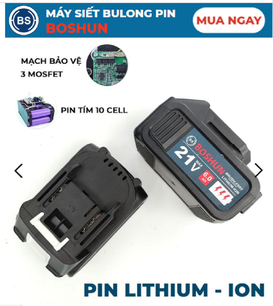 Máy Bắt Vít Pin Cầm Tay BOSHUN 21V 330N.m, Pin 10 Cell - Động Cơ Không Chổi Than - 100% Lõi Đồng - Bảo Hành 12 Tháng