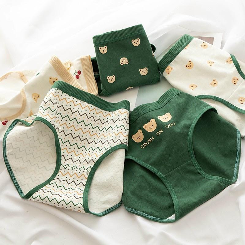 5 quần cotton gấu xanh_Quần Lót Nữ ️️ Quần Cotton Nữ họa tiết gấu xanh đáng yêu ngộ nghĩnh