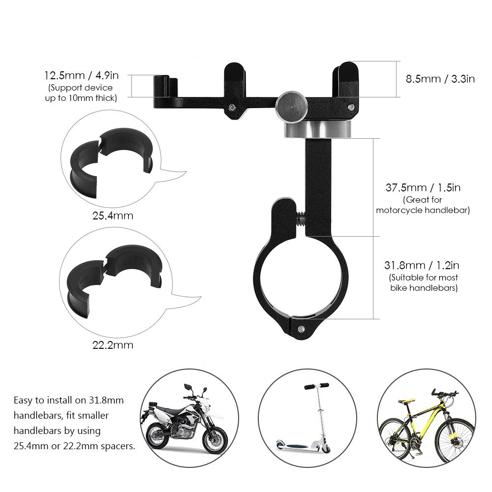 Giá đỡ cho điện thoại di động bằng nhôm có thể điều chỉnh xoay 360 ° cho xe đạp