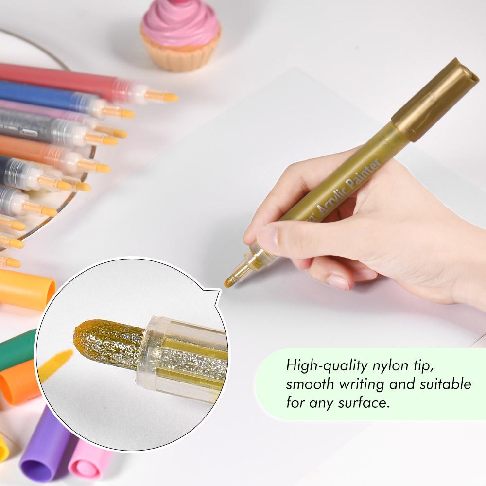 12 màu acrylic đầy màu sắc Bút đánh dấu Đồ dùng vẽ tự làm