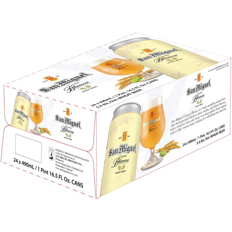 Thùng 24 lon Bia Lúa Mì Trắng San Miguel Cerveza Blanca Lon 490 ml
