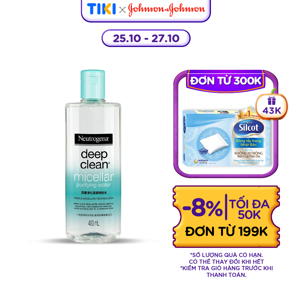 Nước Tẩy Trang Thanh Lọc Và Làm Sạch Sâu Neutrogena Deep Clean Micellar Purifying Water 400ml