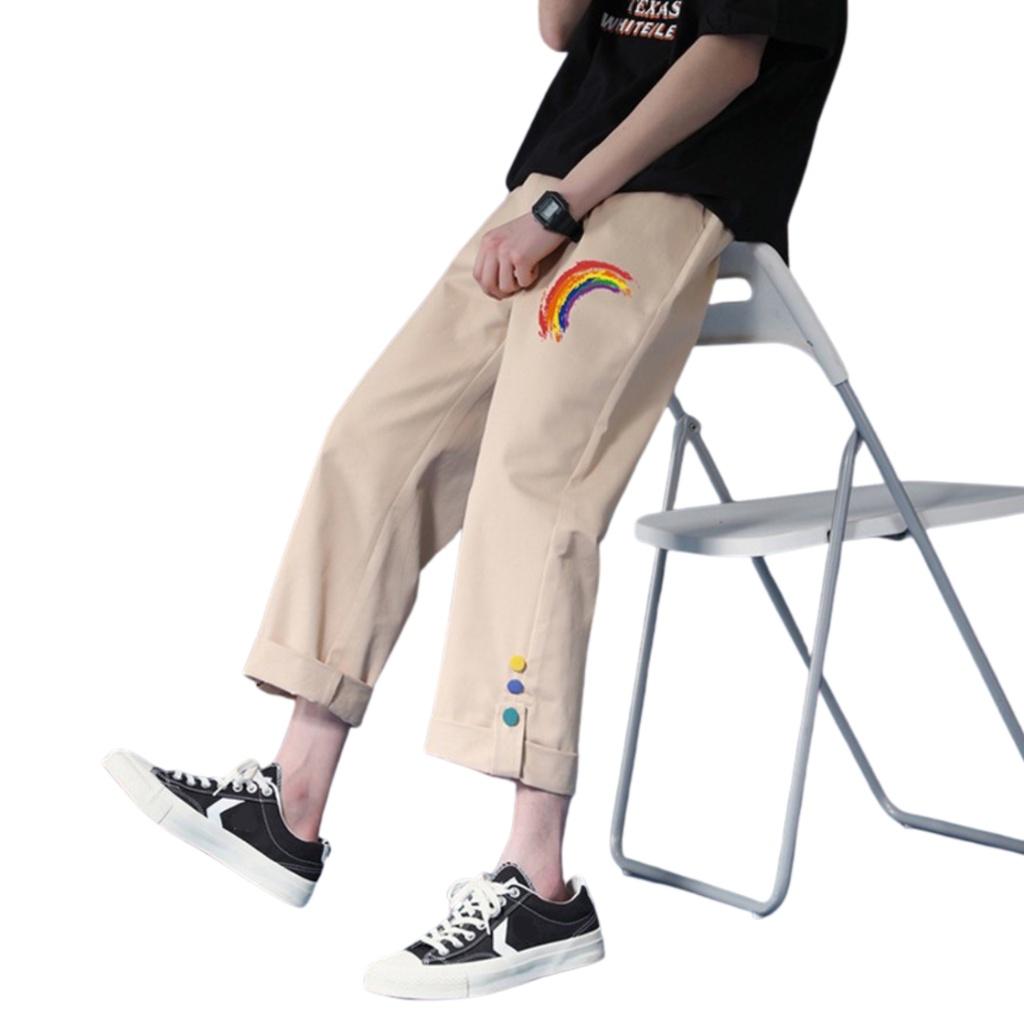 Quần baggy kaki cầu vồng nam nữ - Chất Vải Kaki Kiểu Thể Thao UNISEX hai Màu Đen,kem. 03x