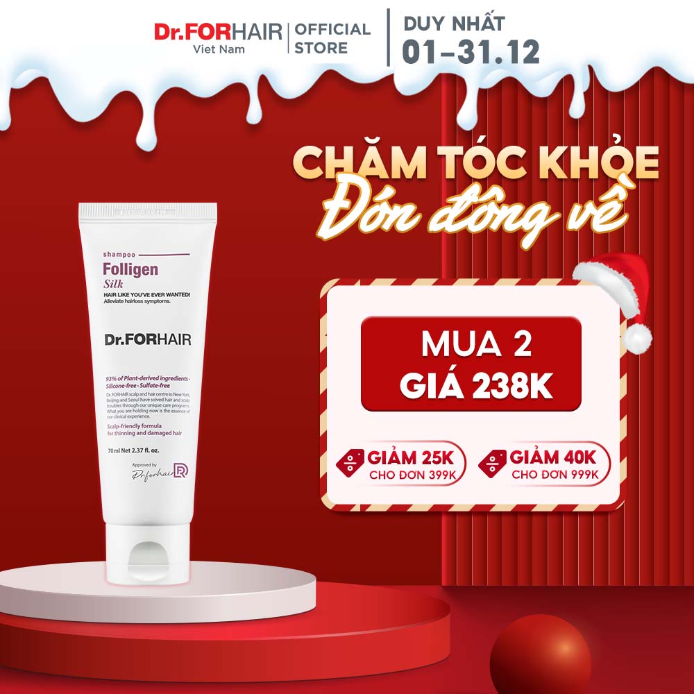 Dầu gội đầu phục hồi cho tóc mỏng và hư tổn làm sạch bụi bẩn và dầu thừa Dr.FORHAIR FOLLIGEN SILK SHAMPOO