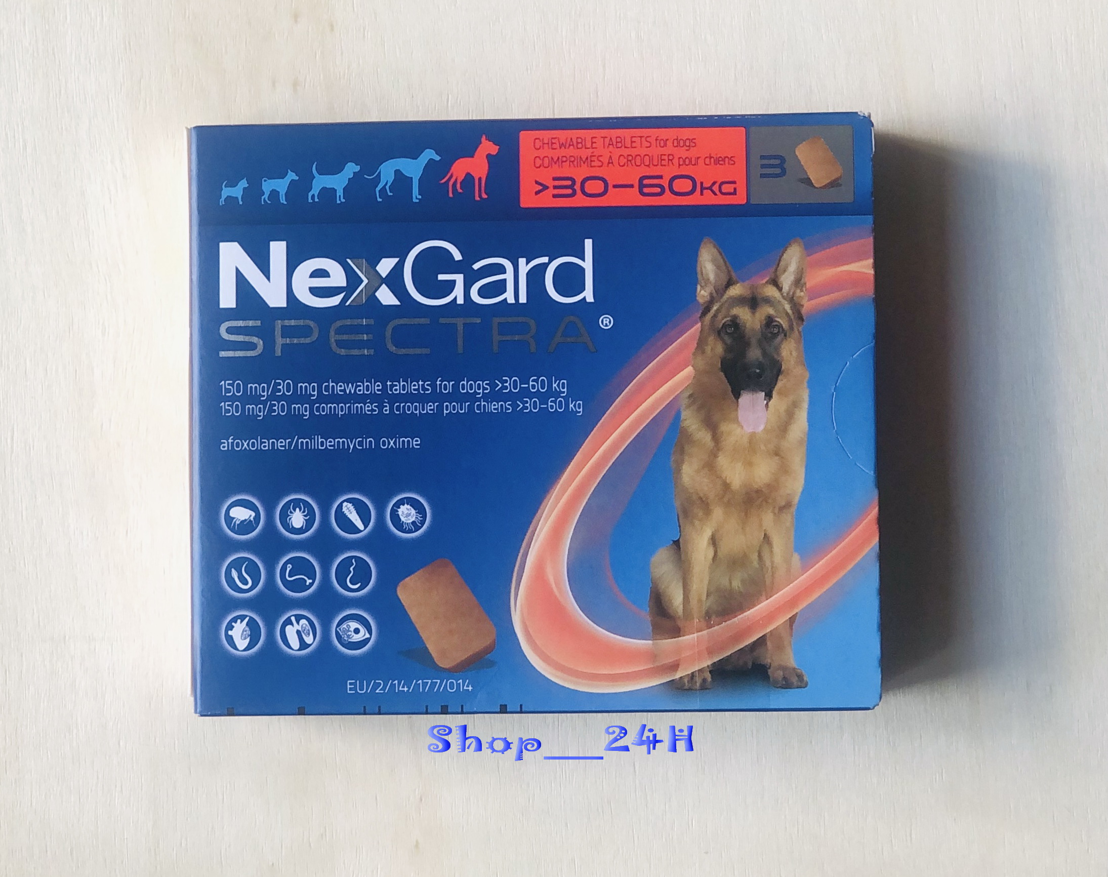 NEXGARD SPECTRA size XL cho chó từ 30.1-60 kg (8g/viên x 3 viên/hộp)