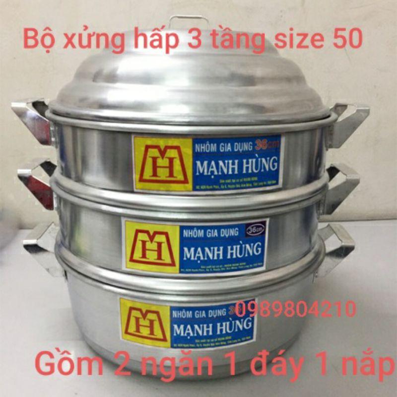 (Video Sp)Bộ xửng hấp nhôm  3 tầng size 50 ,bộ xửng hấp bánh 3 tầng ,xửng hấp bánh bao,rau,hải sản