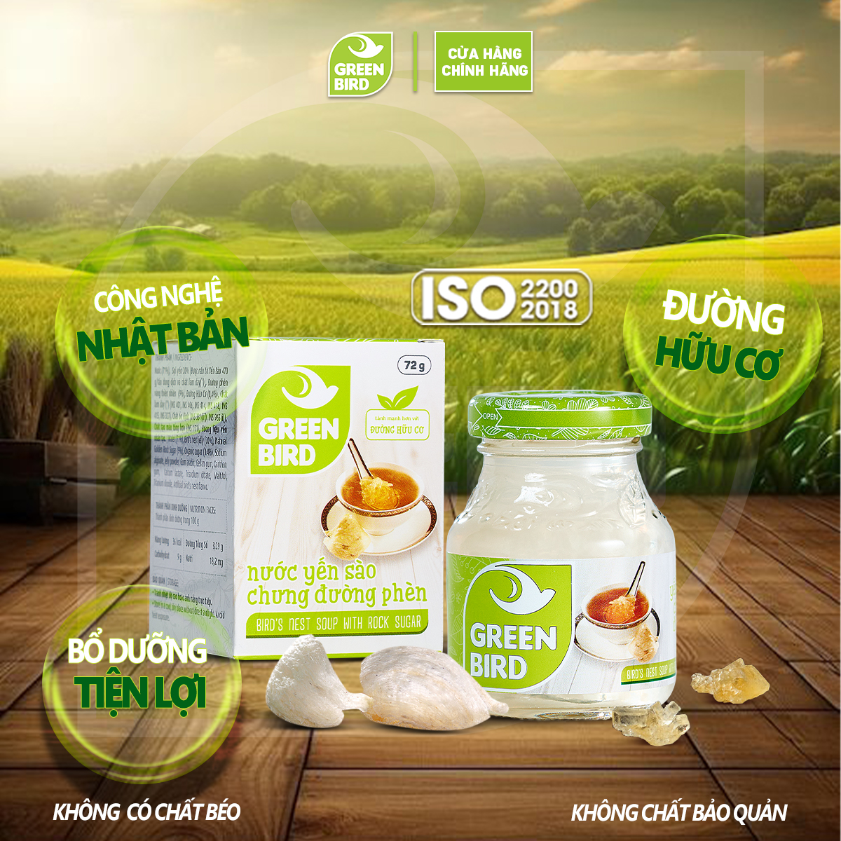 Nước Yến Chưng Đường Phèn Green Bird Bổ Dưỡng Tiện Lợi - Hũ 72g