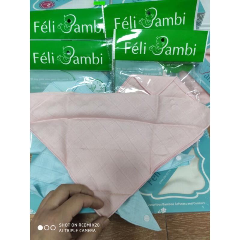 Set 2 khăn yếm tam giác cúc bấm sợi tre Feli Bambi