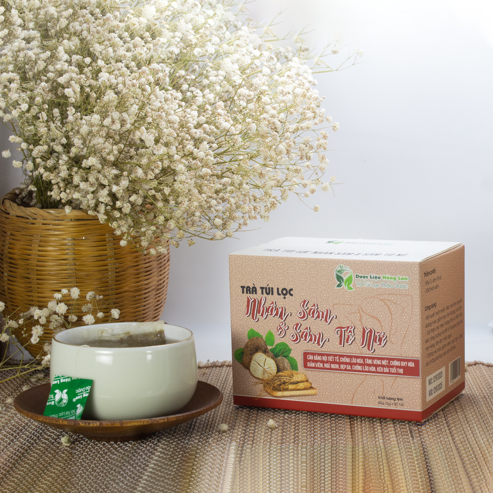 Trà túi lọc Nhân Sâm & Sâm Tố Nữ 60g Dược Liệu Hồng Lan