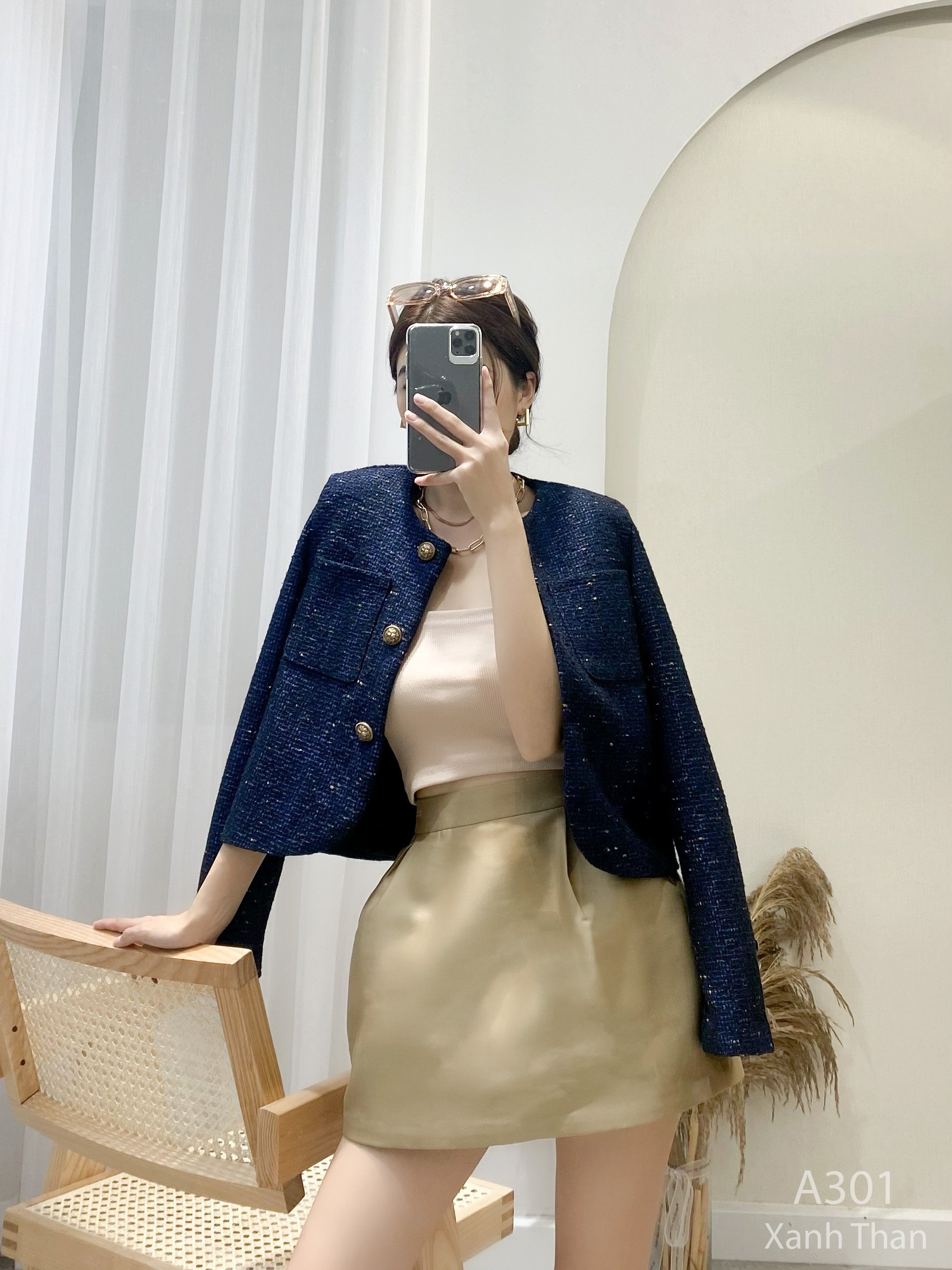 Áo Khoác Hàng Thiết Kế Chất Dạ Tweed May 2 Lớp Phối Cúc Thanh Lịch, Hiện Đại - Thời Trang Thiết Kế Style By Mm A301