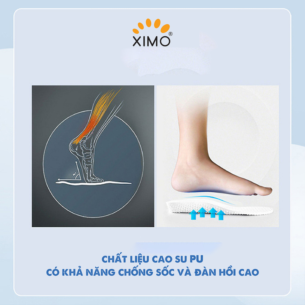 Lót giày thể thao cao su non EVA êm ái, giảm tác động lực vào lòng bàn chân, thấm hút mồ hôi tốt XIMO