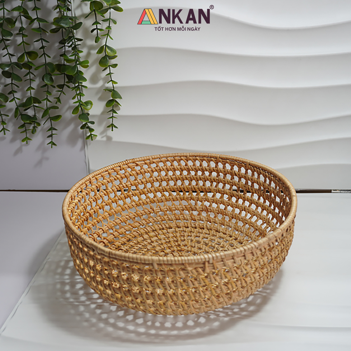 Khay Rổ Mây Tre Đan ANKAN – Đựng Trái Cây, Bánh Kẹo, Đồ Khô, Decor Nhà Ăn &amp; Phòng Khách – Thủ Công Việt Nam