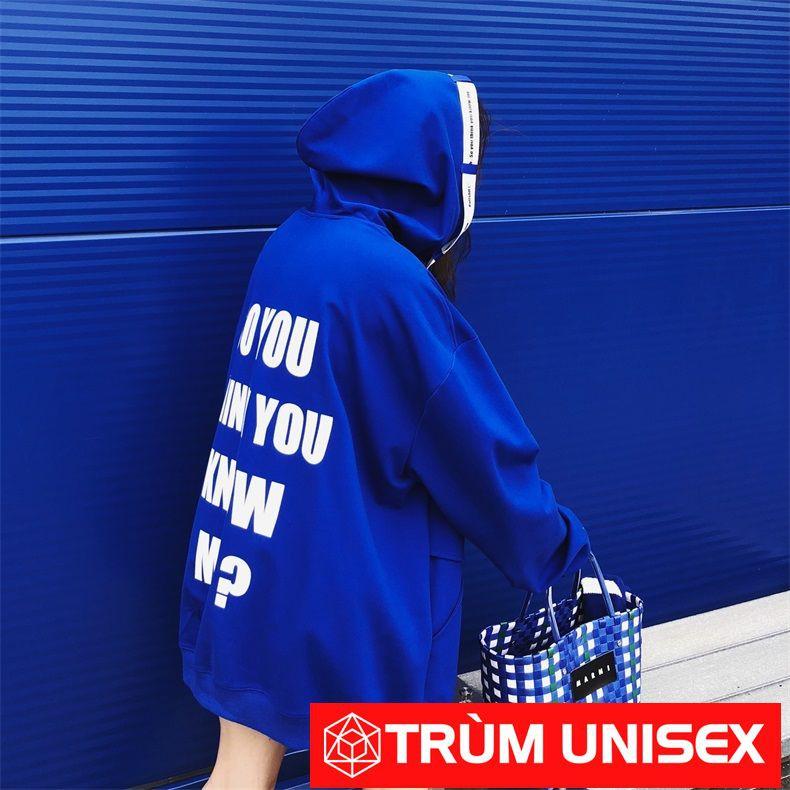 Áo Hoodie Thun Nỉ Nam Dài Tay Có Mũ Kiểu Dáng Thời Trang màu xanh SO YOU THINK YOU NOW ME aothununisex
