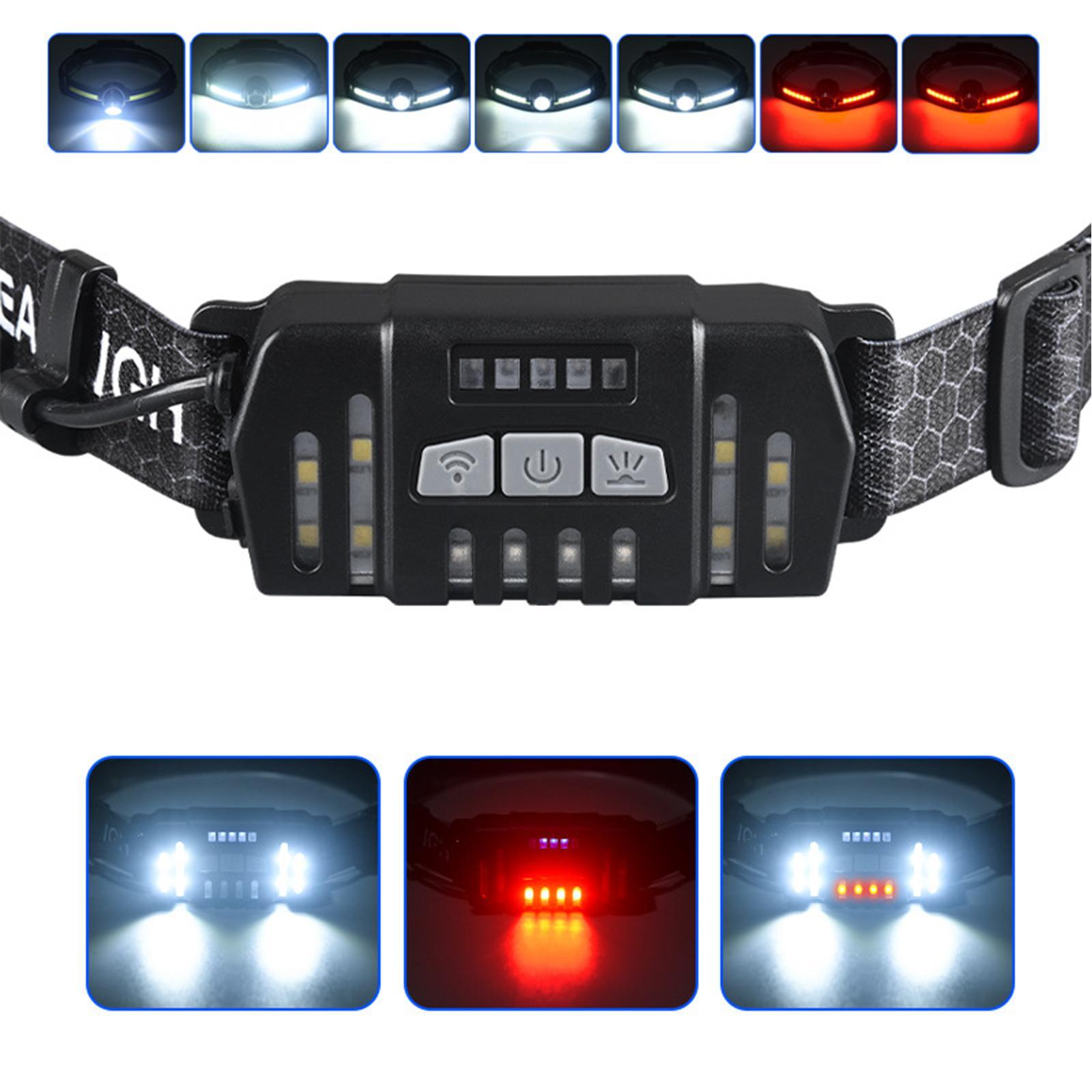 USB Rechargeable Sensor Headlight COB  Flashlight for Hiking Fishing
