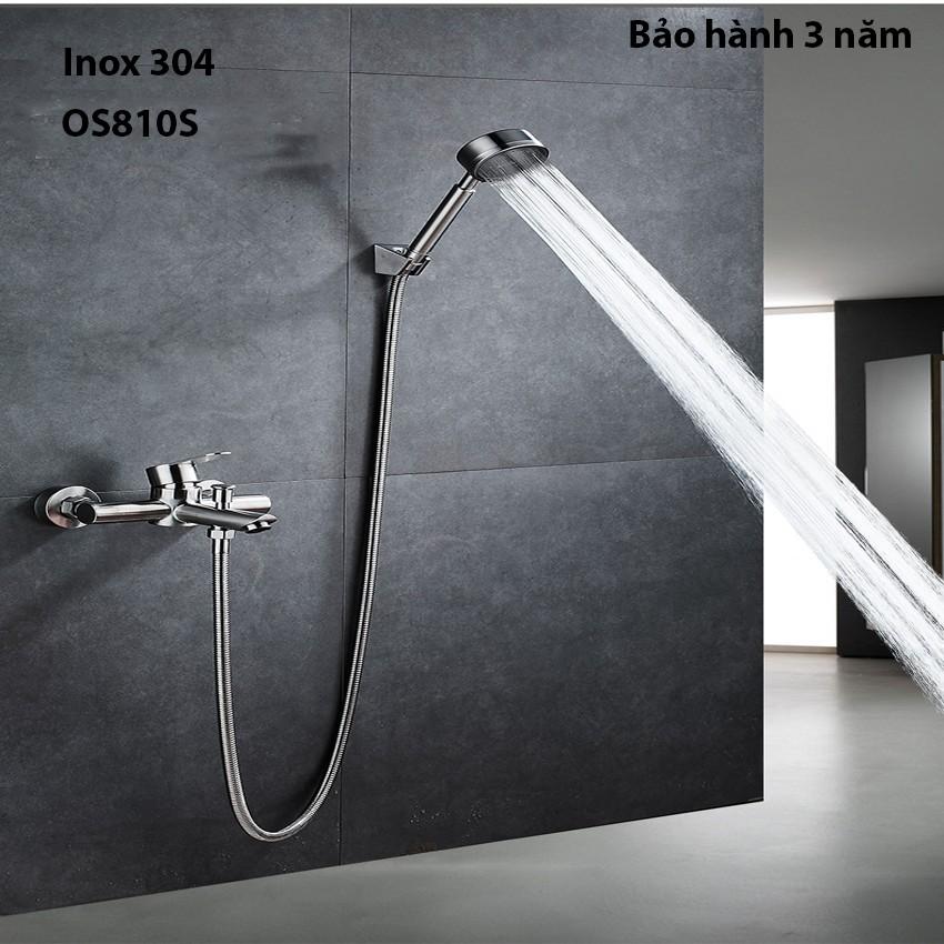 Bộ sen vòi tắm nóng lạnh OS810S chất liệu inox 304 nguyên khối + Dây dẫn nước vòi sen + Tay sen tròn + Gác tay sen
