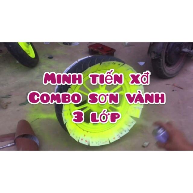 Combo sơn vành, lót,màu,bóng ( nõn chuối đủ 2 vành xe)