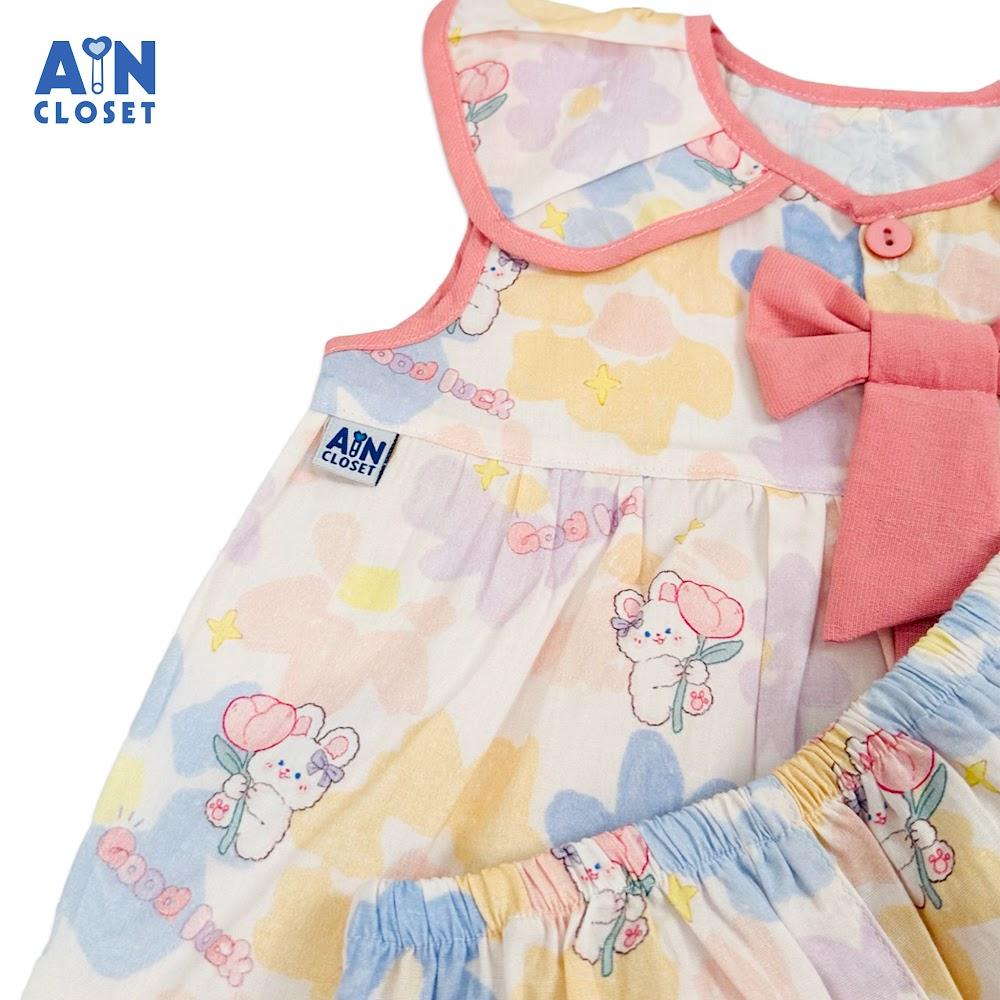 Bộ quần áo Ngắn bé gái họa tiết Hoa Thỏ Con May Mắn cotton - AICDBGG0O4CK - AIN Closet