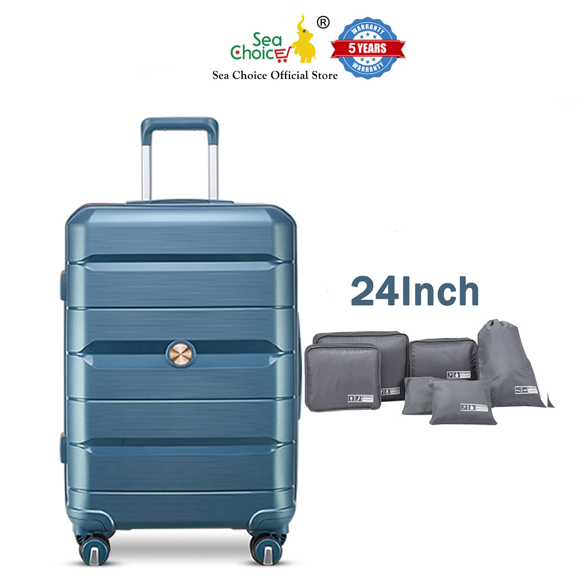 Vali du lịch Sea Choice chất liệu nhựa PP khóa TSA Dây kéo YKK Chống rơi bền đẹp nhiều Size 14202428 – Bảo hành 5 năm – Màu xanh 24 inch