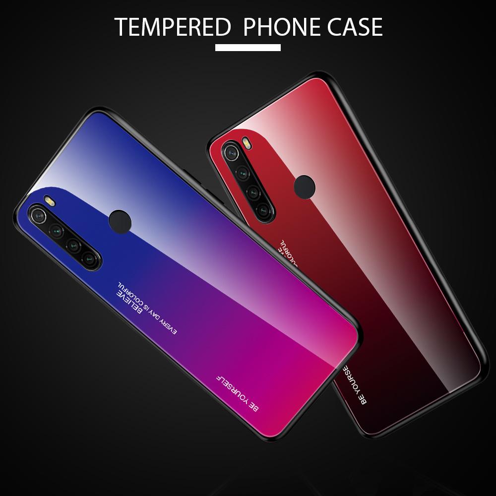 Ốp lưng dùng cho Xiaomi Redmi Note 8 gương cứng 2 màu Gradient Ver 2 , viền TPU dẻo đen