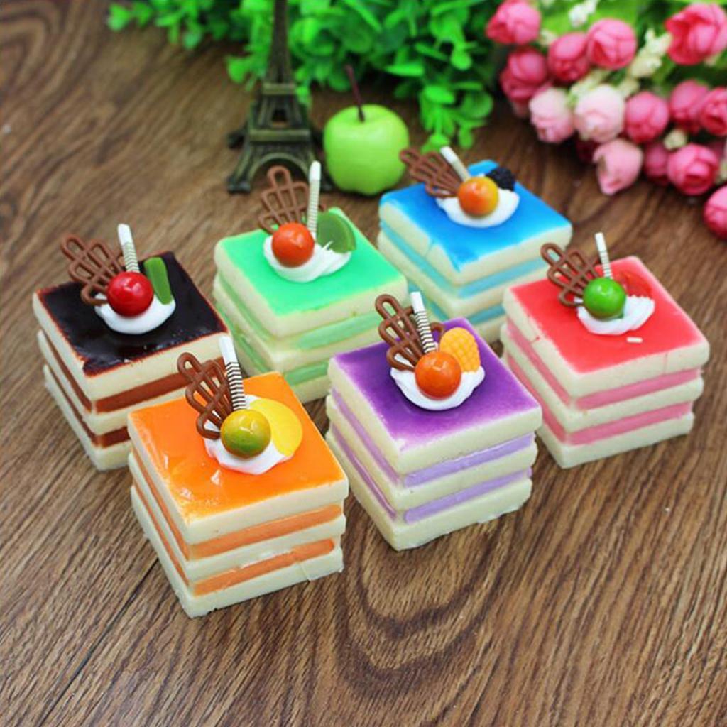 6 Pcs Artificial Food Cake Mixed Fake Cake Model Kitchen Toys Decorations