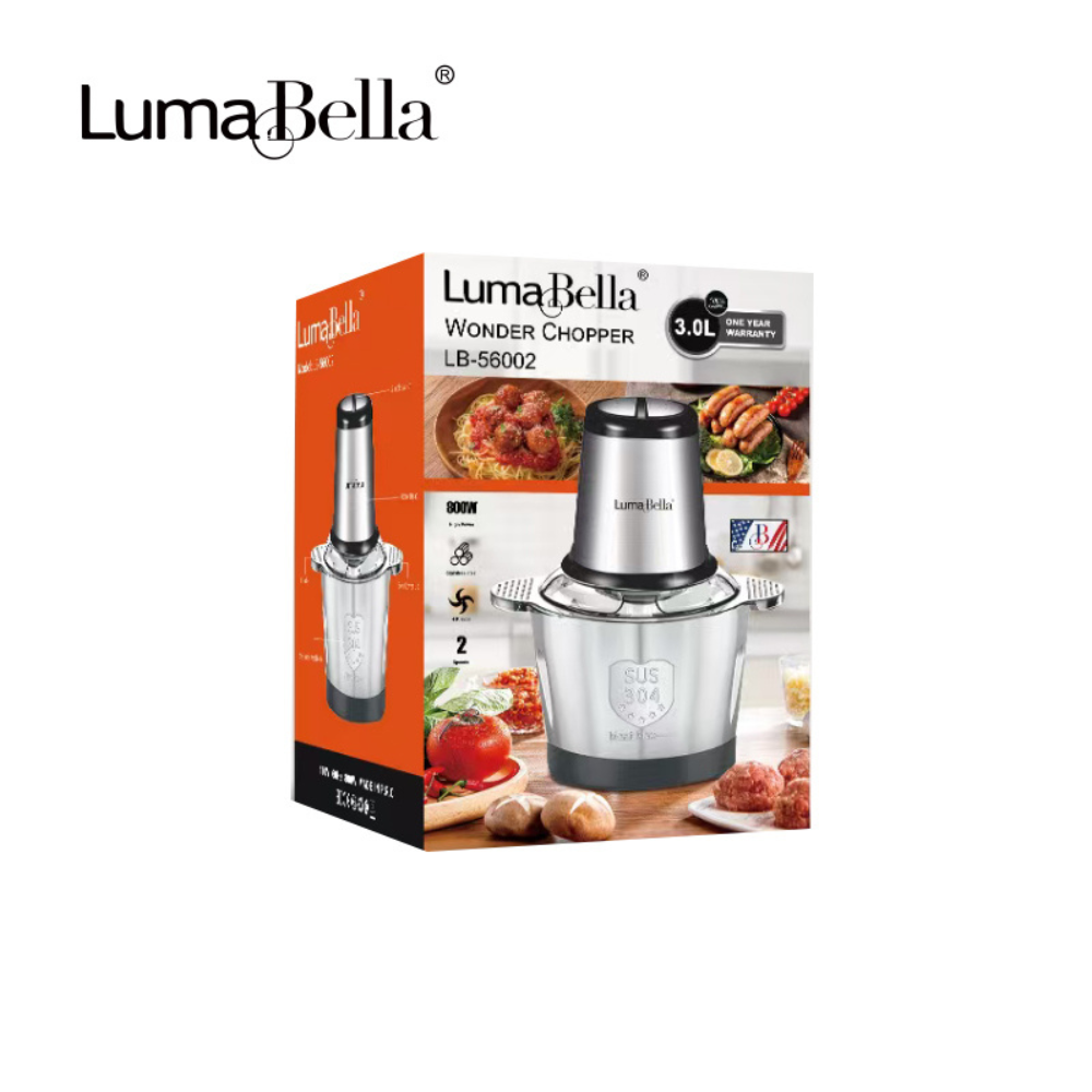 Máy xay thịt, máy xay sinh tố, xay đa năng Lumabella LB-56002 công suất lớn 800W,cối inox 3L loại 304 - HÀNG CHÍNH HÃNG