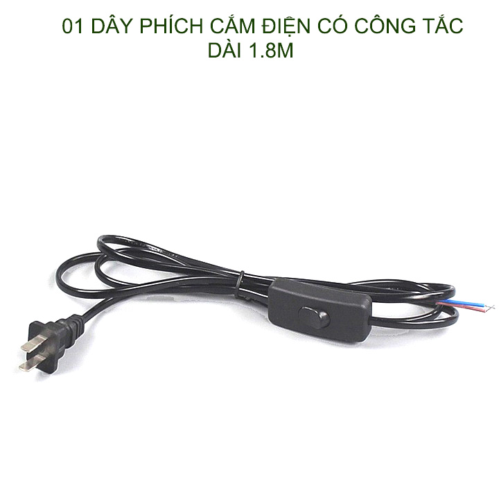 01 Dây phích cắm dẹt kèm công tắc tiện dụng, dài 1.8m