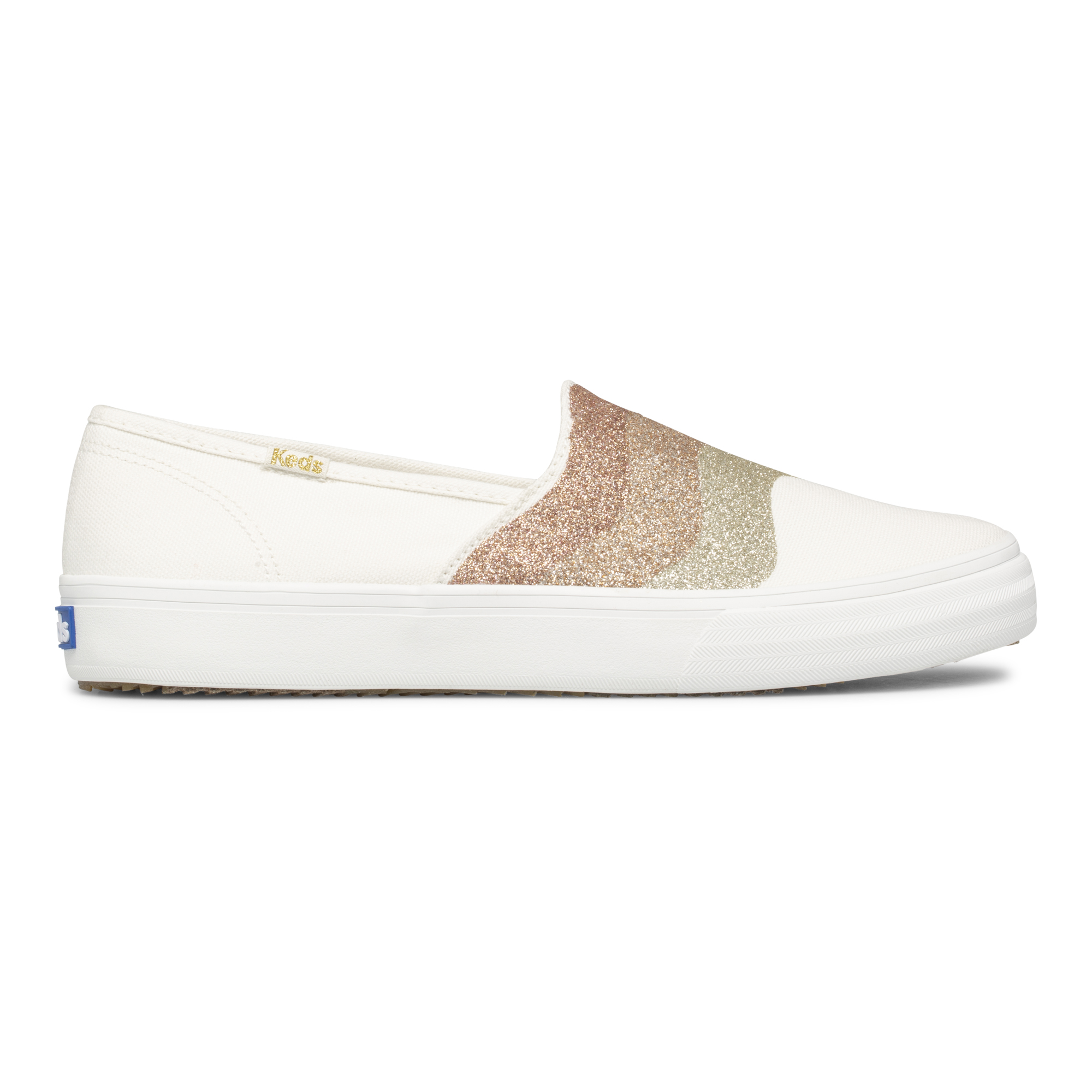 Giày Keds Nữ- Double Decker Wave Glitter Canvas Cream- KD065932