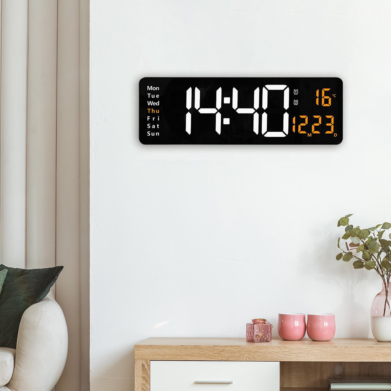 Digital Wall Clock, Date Temperature Week Display for Apartment Home Decor