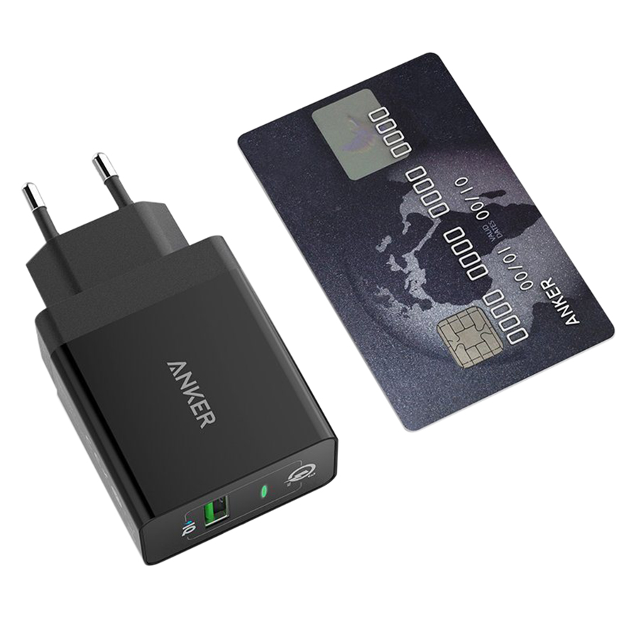 Adapter Sạc 1 Cổng Anker PowerPort+ 18W Tích Hợp PowerIQ Hỗ Trợ Sạc Nhanh QC 3.0 - A2013 - Hàng Chính Hãng