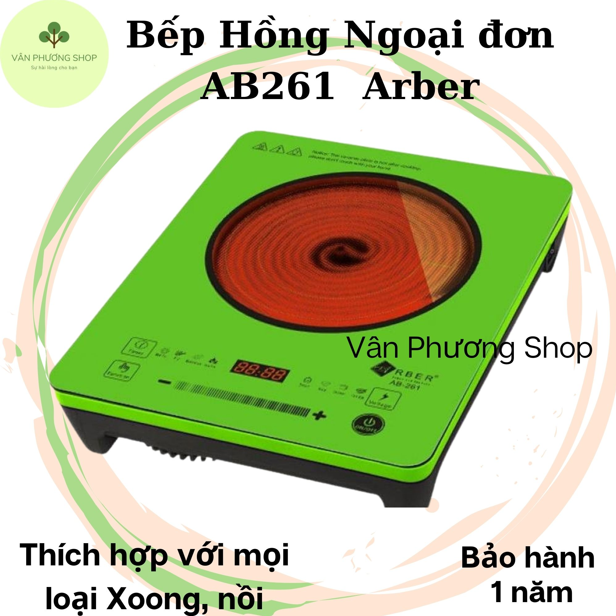 Bếp Hồng Ngoại Arber  261 Dùng Cho Mọi Loại Xoong Nồi , Kiểu Dáng Gọn Nhẹ, Màu Sắc Sang Trọng- Hàng Chính Hãng