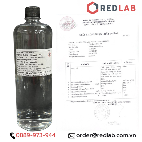 Cồn 70 độ, 90 độ, 96 độ hãng CEMACO Việt Nam, 70% 90% 96% Ethanol