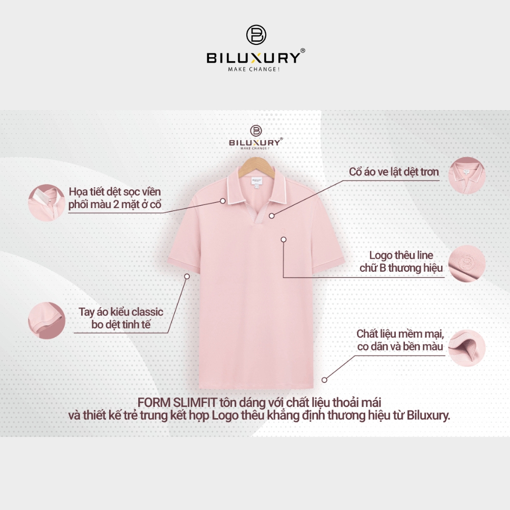 Áo Polo Nam Biluxury Swallow's Pink Design 7APCT013HOG