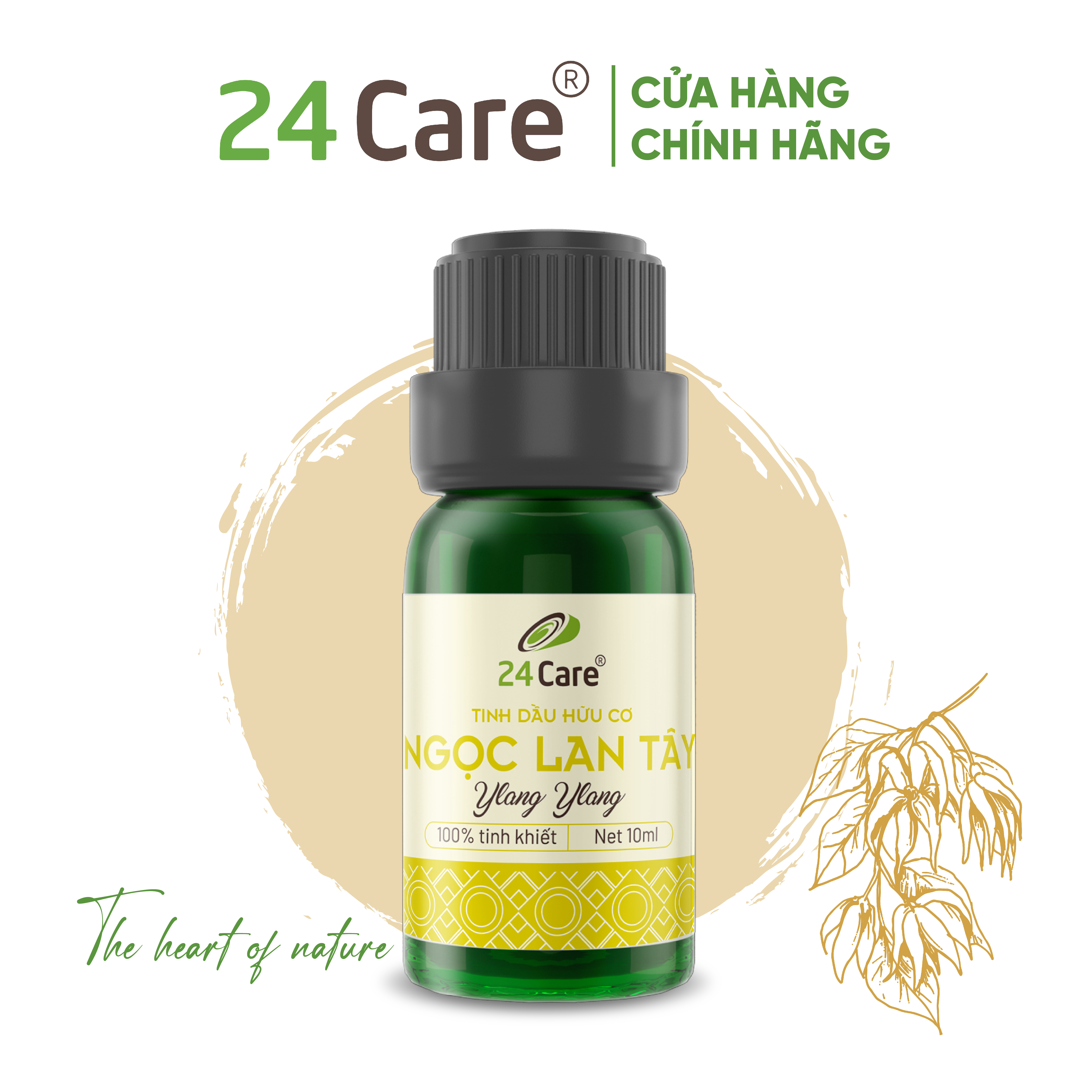 Tinh Dầu Ngọc Lan Tây 24Care 100ml - Tinh Dầu Ylang Ylang Xông Phòng Giúp Ngủ Ngon, Giảm Căng Thẳng, Đau Đầu, Đau Nhức Xương Khớp, Khử Khuẩn và Thơm Phòng