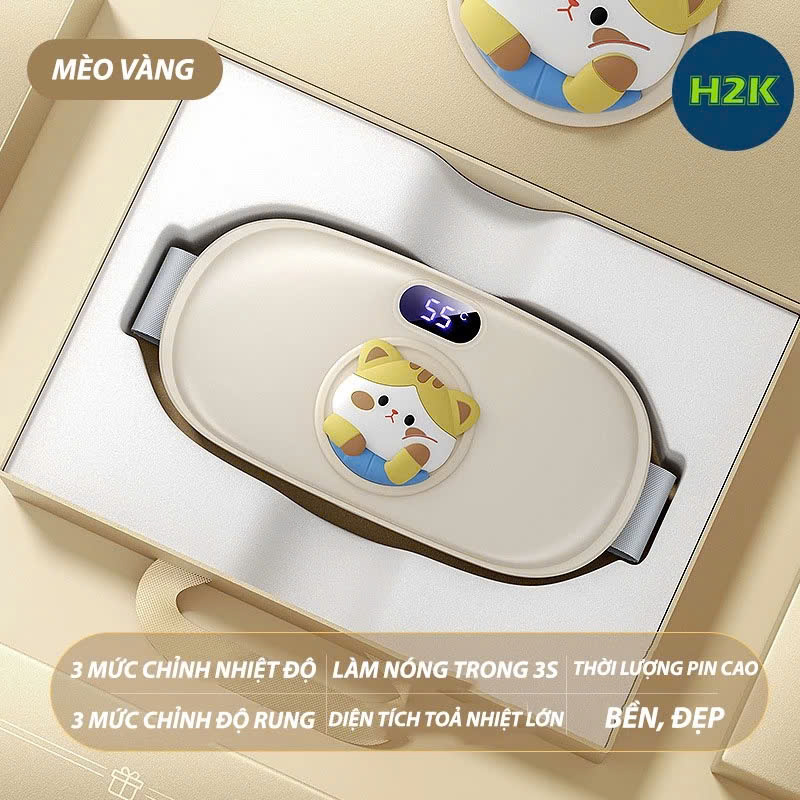 Máy chườm nóng hỗ trợ giảm đau bụng kinh có 4 chế độ massage và 3 mức nhiệt ấm bụng: 40-60 độ C Pin sạc UBS, món quà ý nghĩa tặng người yêu MÀU HỒNG