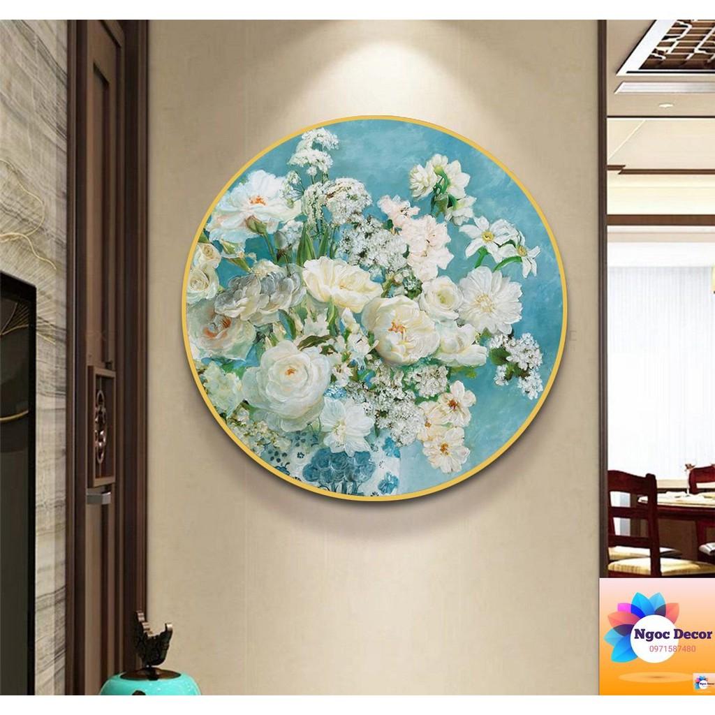 10 mẫu tranh hoa, tranh tròn tráng gương decor trang trí phòng