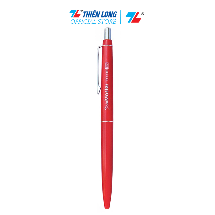Combo 10 Bút bi Thiên Long Flexoffice FO-011/VN 0.7mm - Mực đỏ - Tiêu chuẩn Mỹ ASTM D-4236