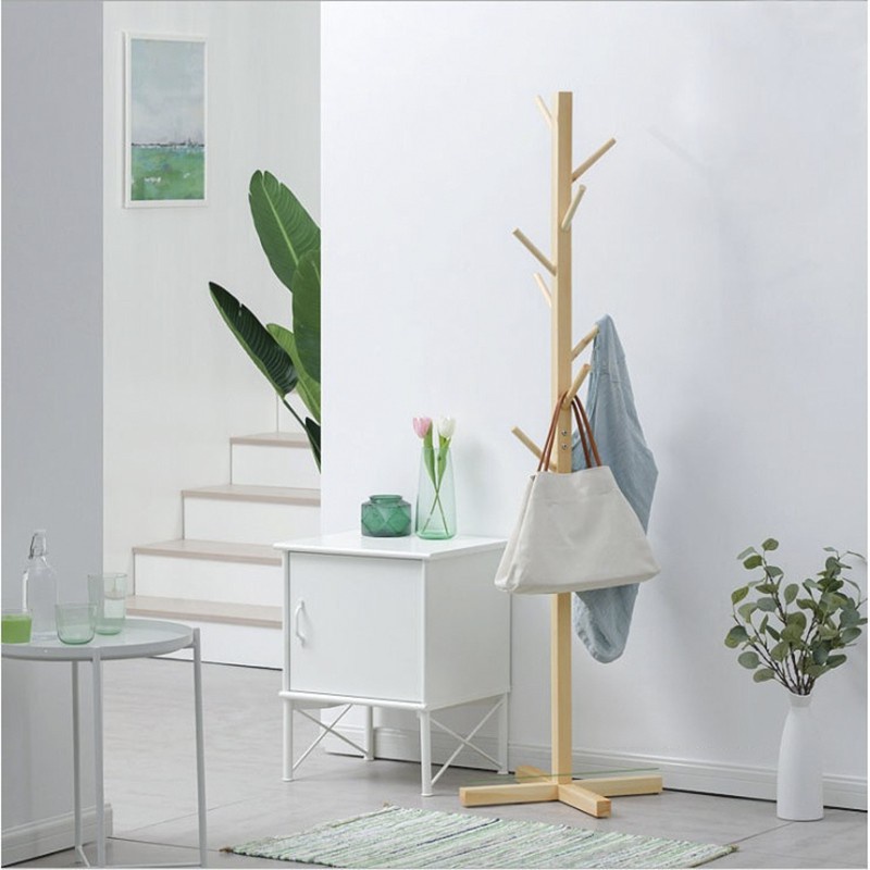 Cây Treo Quần Áo Đứng Gỗ đế cộng ,Móc Quần Áo Gỗ Thiết Kế Lắp Ráp Hiện Đại
