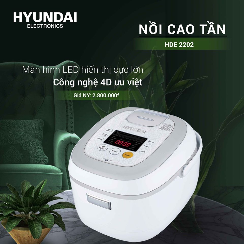 Nồi cơm điện,nồi cơm điện cao tần HYUNDAI HDE 2202W/R- Công nghệ IH- Cảm biến nhiệt thông minh ,đa chức năng. Hàng chính hãng