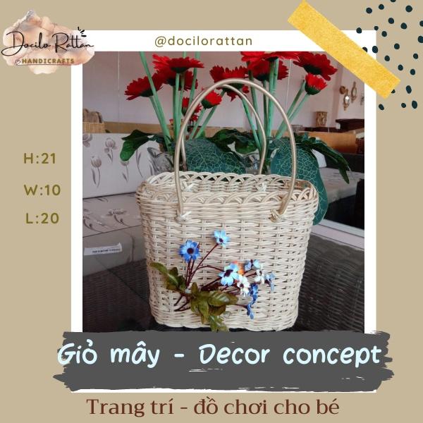 Giỏ mây hoa- Giỏ hoa trang trí, decor bằng mây cho homestay, quán cà phê