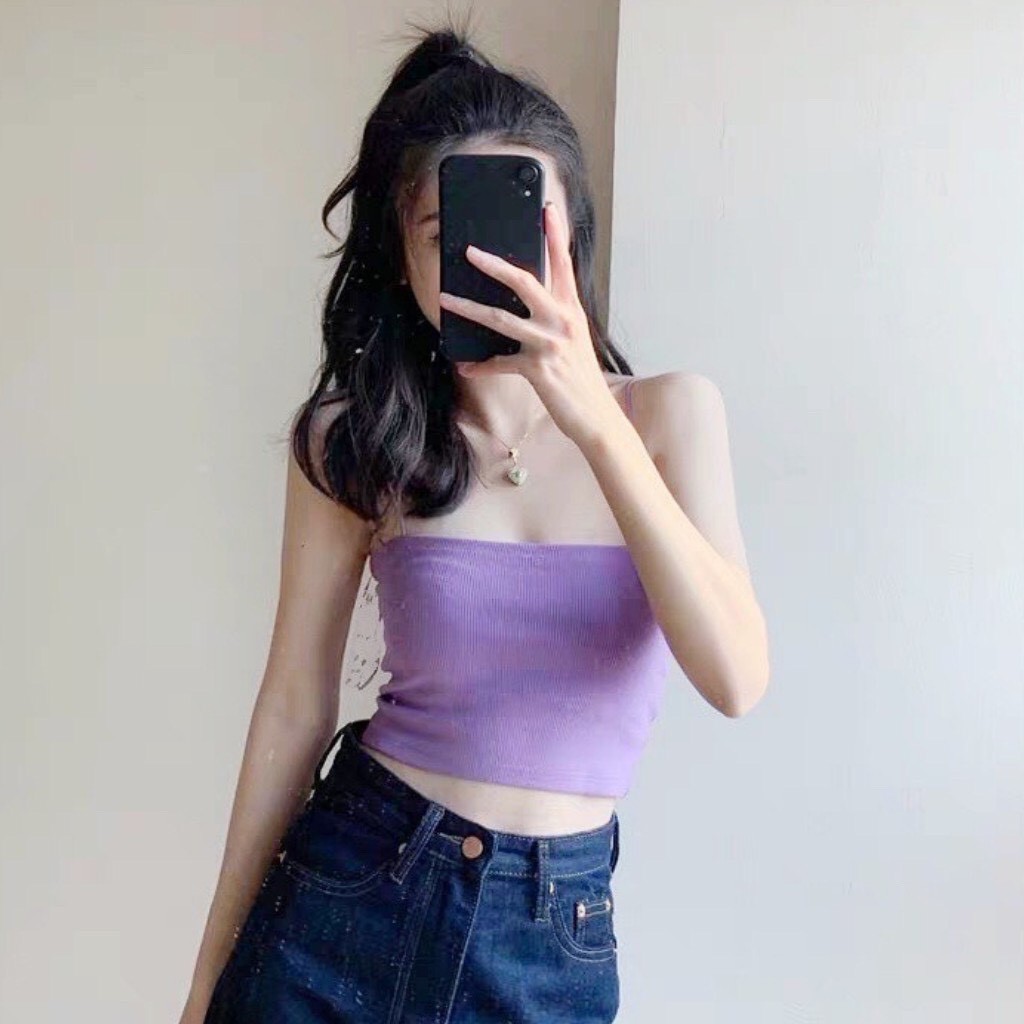 Áo ống croptop mẫu trơn vải thun co giãn dáng ôm nhiều màu