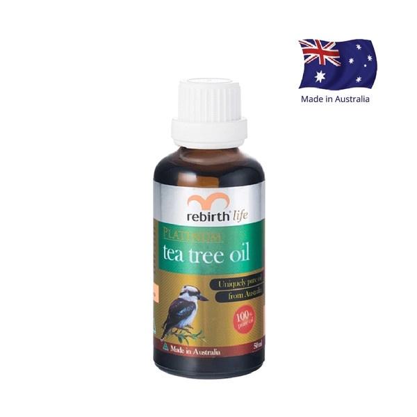 Tinh dầu tràm trà giảm mụn Rebirth Life Platium Tea Tree Oil - Tinh dầu thiên nhiên, an toàn cho da - Chai 10ml &amp; 50ml