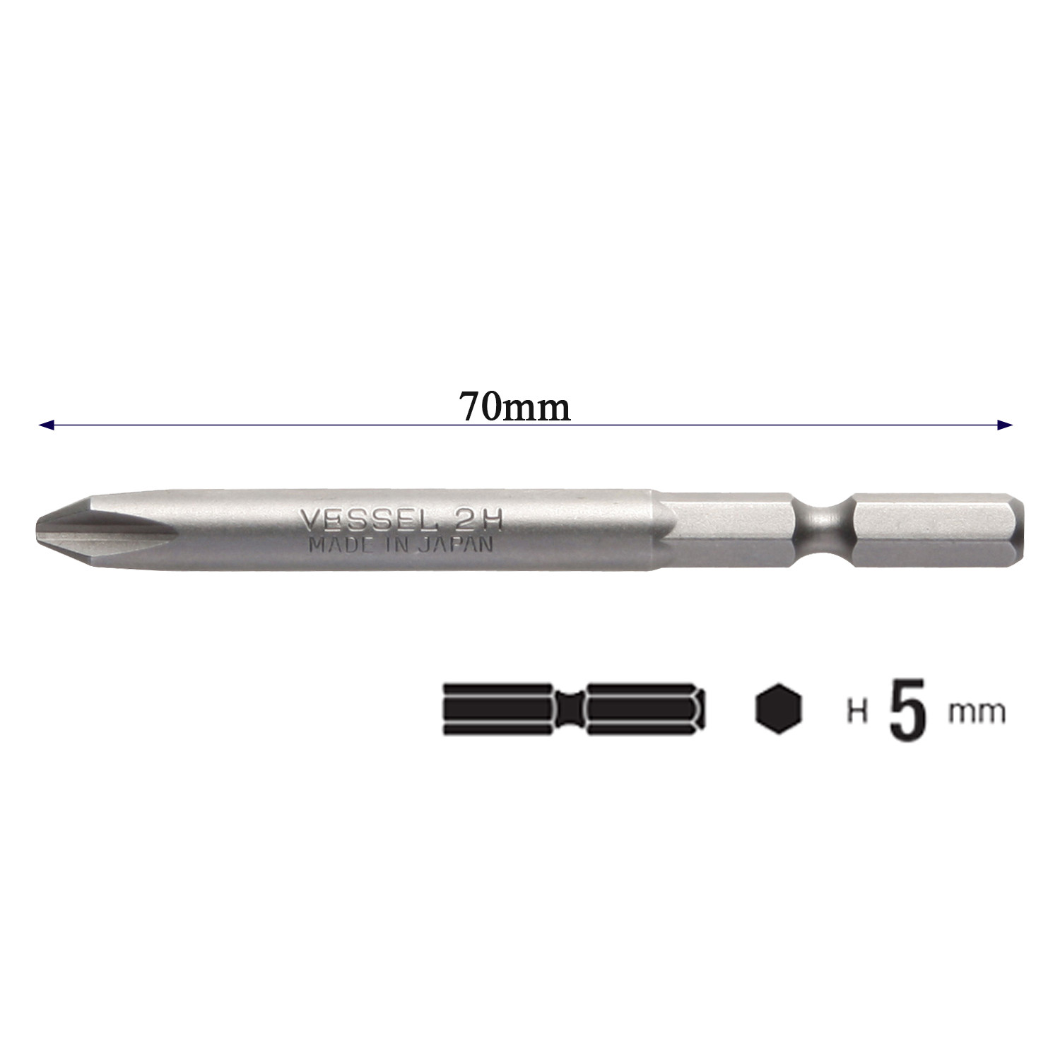 Mũi vặn vít M-B34 đầu 2 chuôi lục giác H = 5mm thương hiệu Vessel