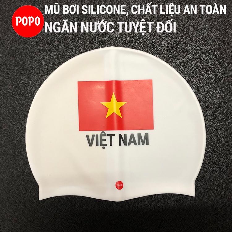 Mũ bơi người lớn silicone in Cờ Việt Nam chống nước tuyệt đối khi thi đấu CA40 chính hãng SPORTY