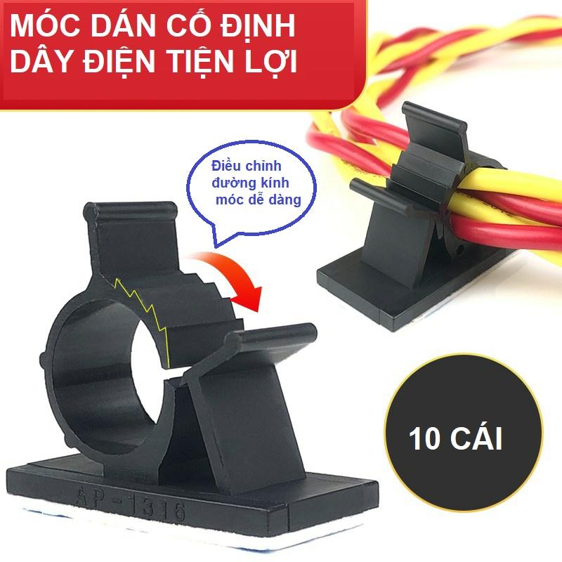 Bộ 10 chiếc Kẹp móc cố định thu gọn dây cáp máy tính điện thoại dây điện có thể điều chỉnh độ rộng