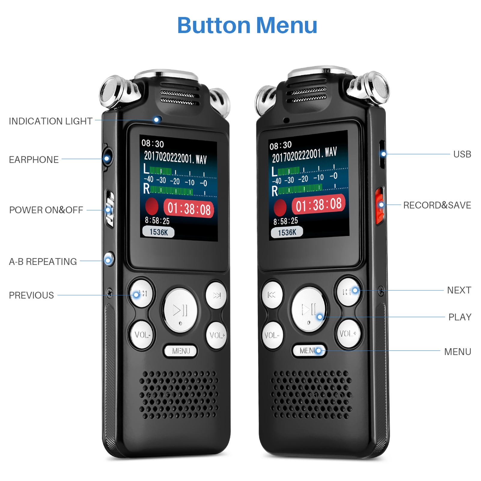 Hàng Chính Hãng - Máy Ghi Âm Kỹ Thuật Số 8822JA Bộ Nhớ 32GB Màn LCD Tốc Độ Ghi Âm 1536Kbps 3 Micro Thu Âm Siêu Nhạy Khoảng Cách Thu 50m Tự Động Ghi Âm Pin Trâu 15 Giờ Hỗ Trợ Đa Định Dạng MP3, WAV, APE, FLAC, WMA, ACC-LC, ACELP Kết Nối Đơn Giản - ROGTZ