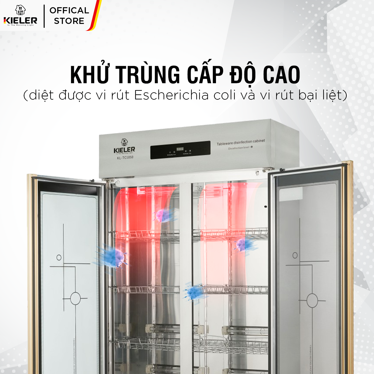 Tủ tiệt trùng cảm ứng Kieler KL-TC1050 khử trùng liên tục 24 giờ bằng ozone và tia UV dùng cho hộ gia đình, chung cư - Hàng Chính Hãng