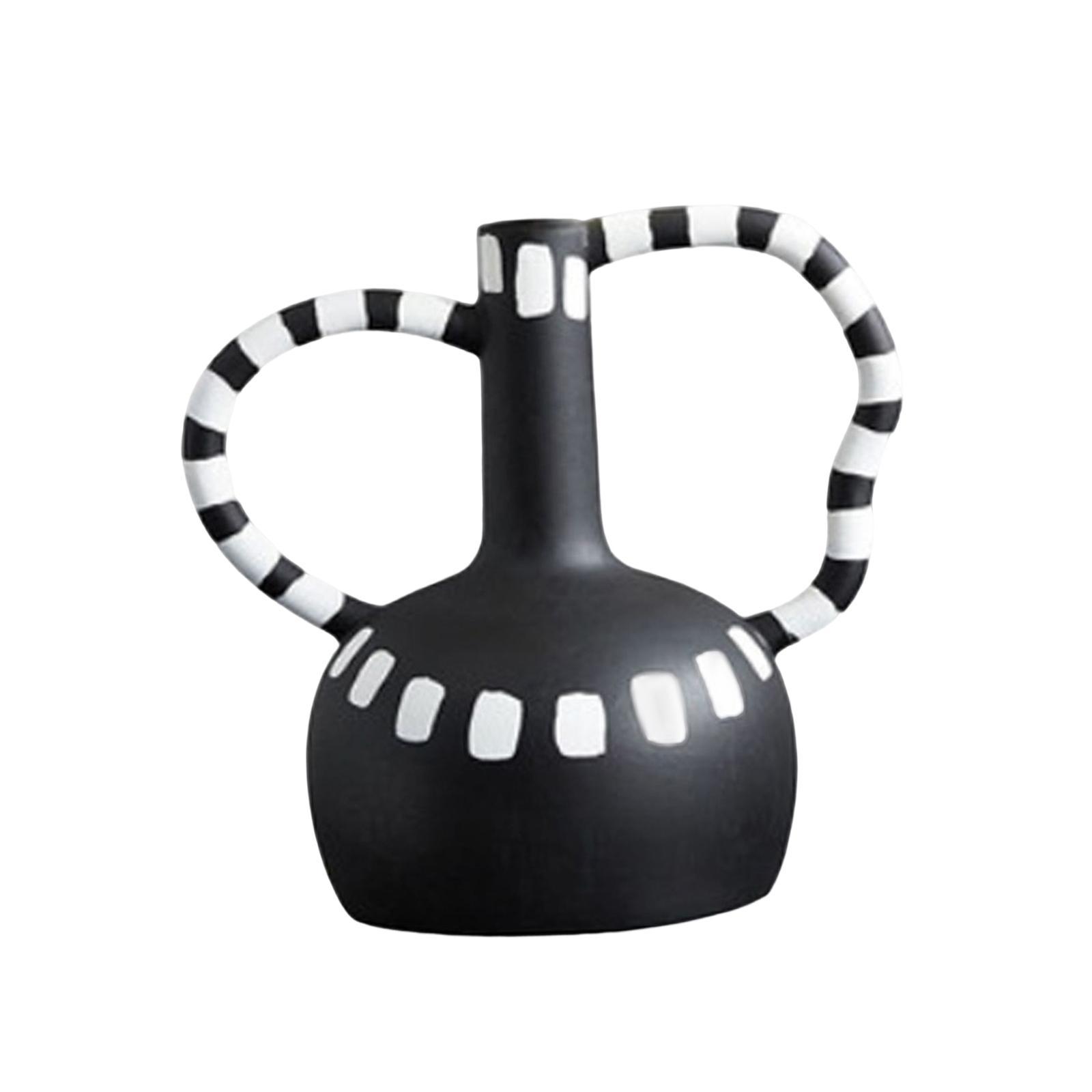 Black and White Vase Resin Flower Vase Nordic for Home Living Room Entrance