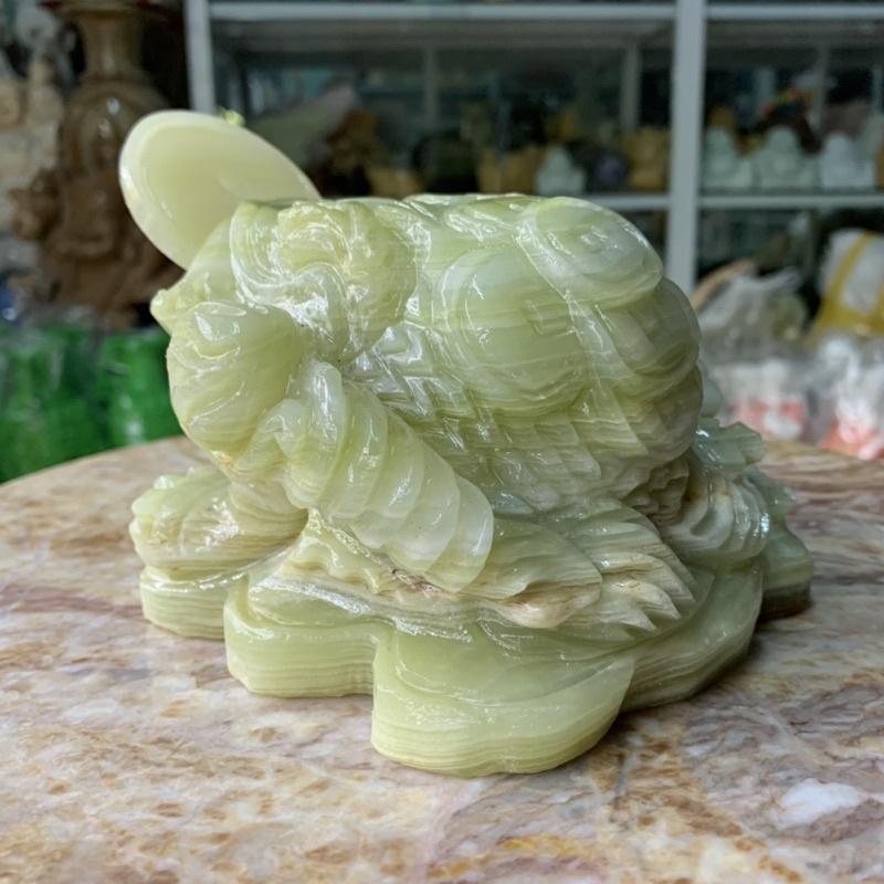 Cụ Thiềm Thừ, Cóc 3 Chân, Cóc Ngậm Tiền Phong Thuỷ Đá Ngọc Onix - ngang 15cm