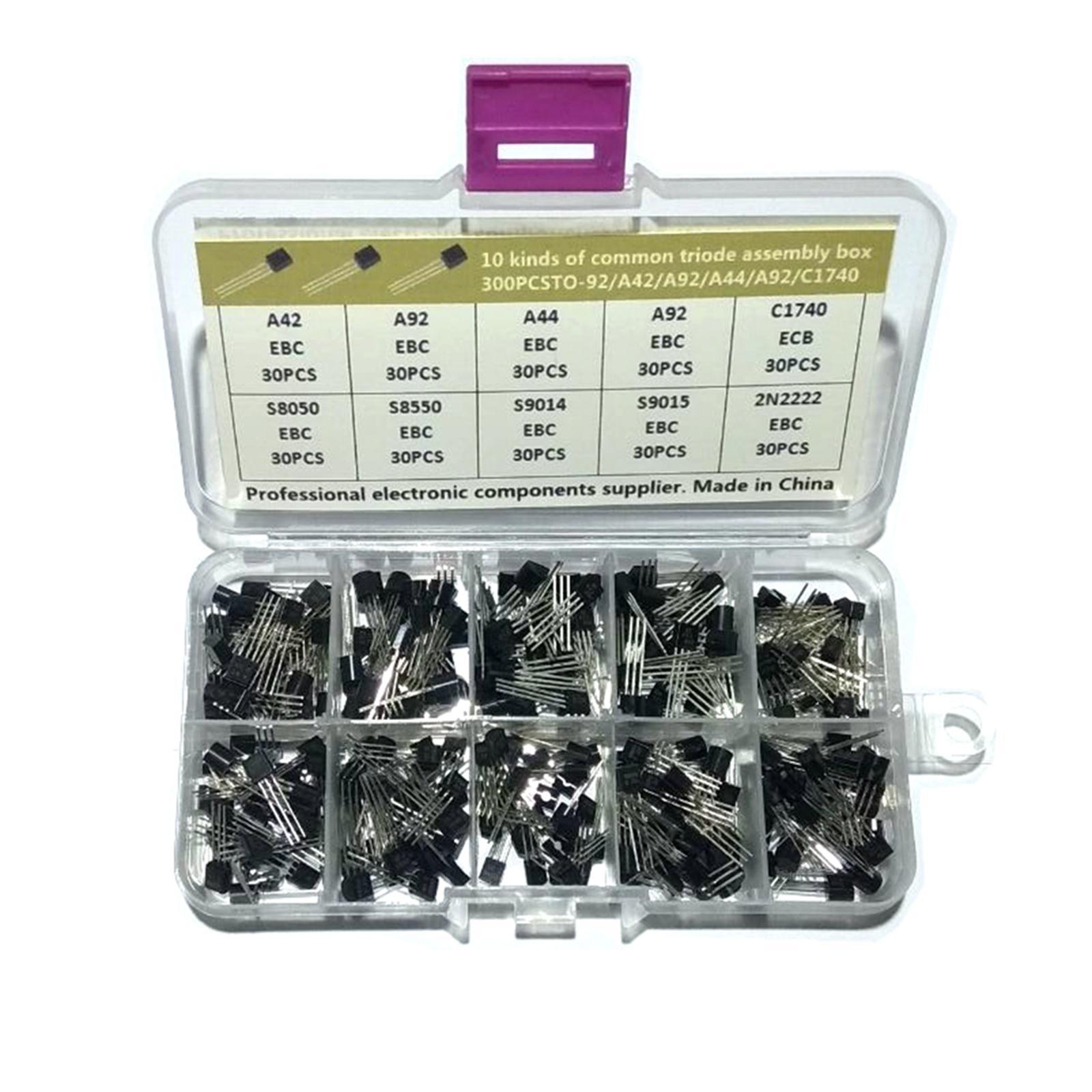 300Pcs 10 Values Transistor Assortment Kit, to-92 DIY Electronic Circuit 2N2222